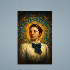 Emmy Noether with symmetries radiating like halos poster 9