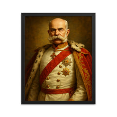 Emperor Franz Joseph I framed print on a plain backdrop in size 16"x20".