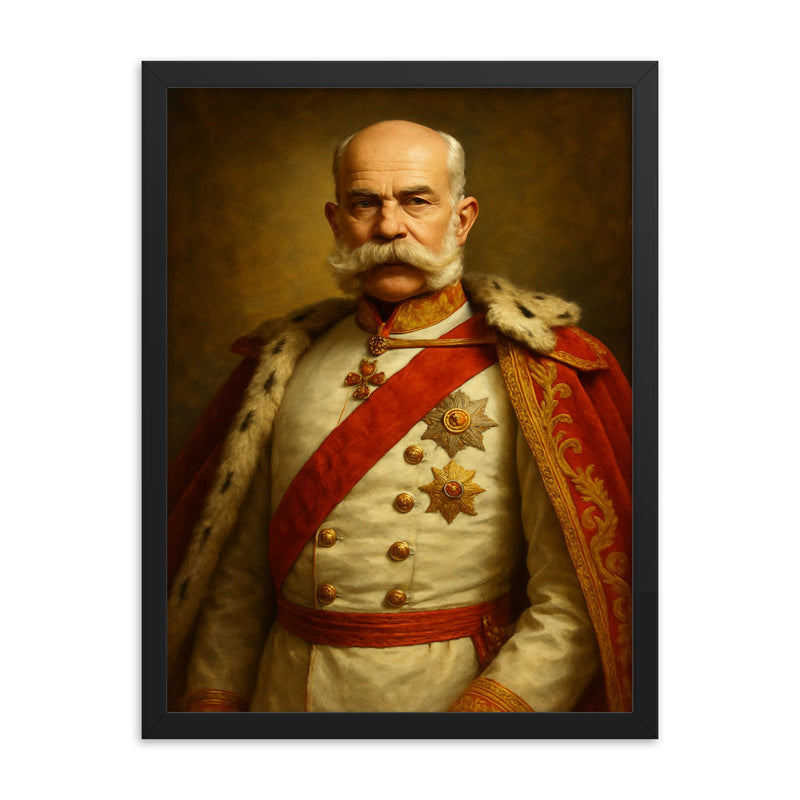 Emperor Franz Joseph I framed print on a plain backdrop in size 18