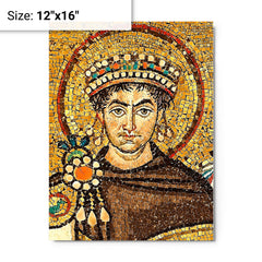 Emperor Justinian I metal print on a plain backdrop in size 12"x16".