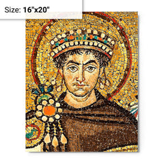 Emperor Justinian I metal print on a plain backdrop in size 16"x20".