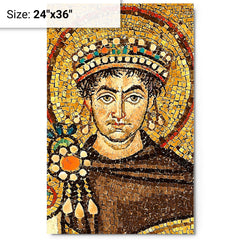 Emperor Justinian I metal print on a plain backdrop in size 24"x36".