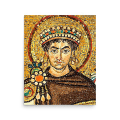 Emperor Justinian I poster on a plain backdrop in size 16"x20".