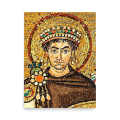 Emperor Justinian I poster on a plain backdrop in size 18"x24".