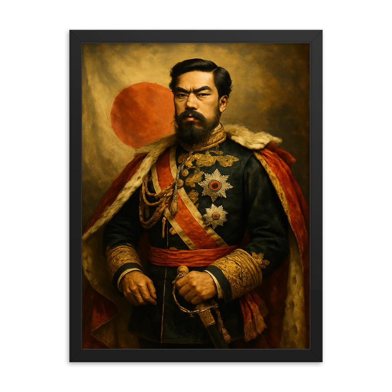 Emperor Meiji framed print on a plain backdrop in size 18