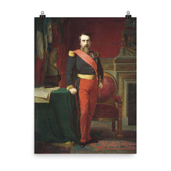 Emperor Napoléon III in the Uniform of a French Brigadier General by Jean-Hippolyte Flandrin, 1862 poster on a plain backdrop in size 8"x10".