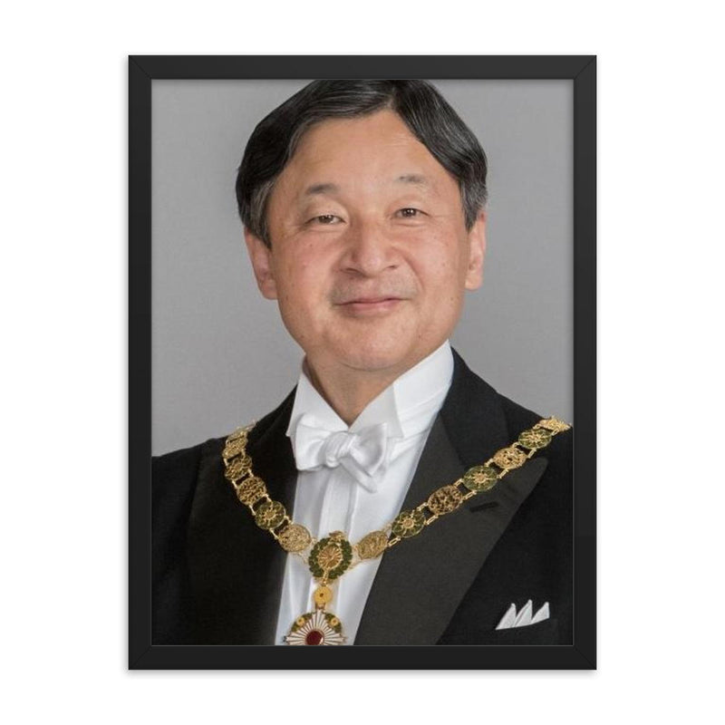 Emperor Naruhito of Japan framed print on a plain backdrop in size 18