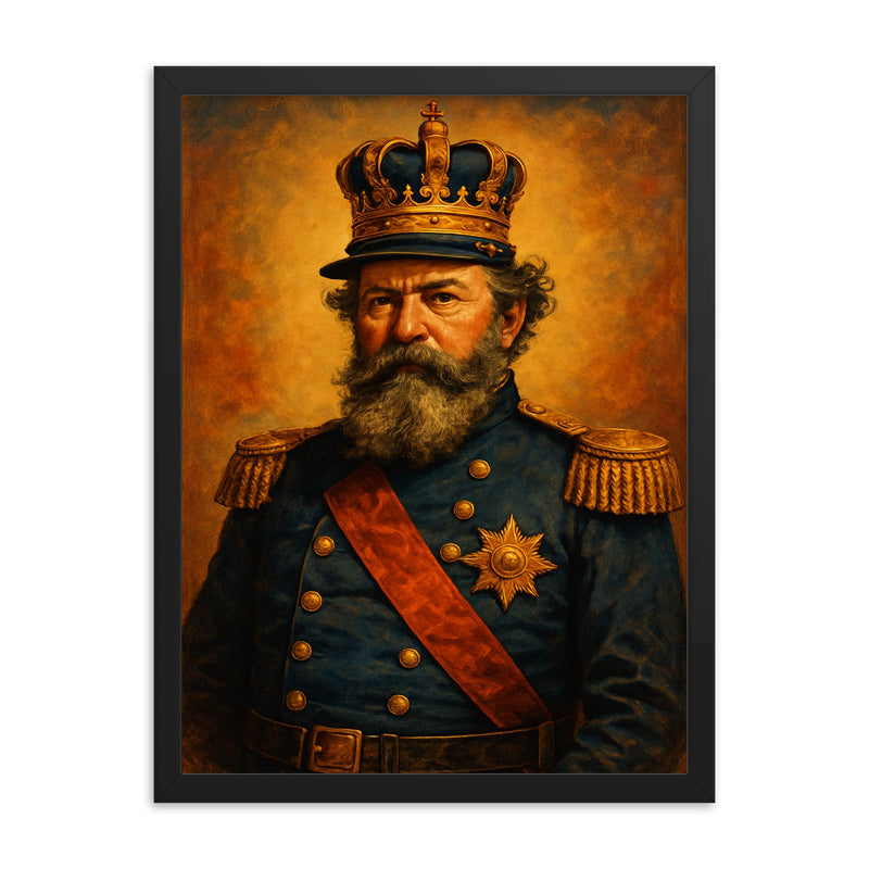 Emperor Norton framed print on a plain backdrop in size 18