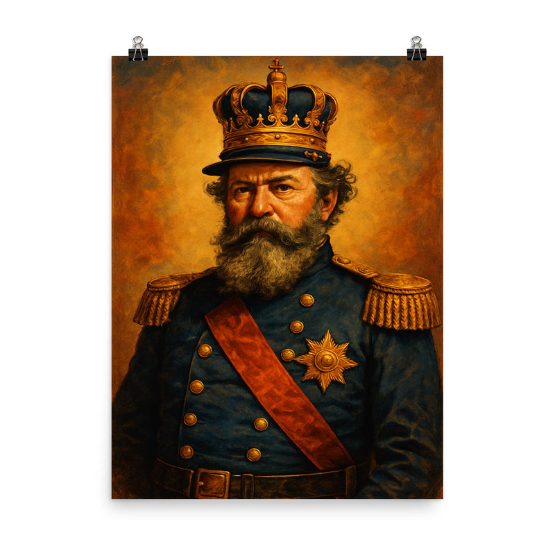 Emperor Norton poster on a plain backdrop in size 8