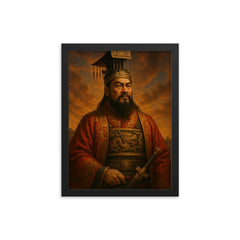 Emperor Qin Shi Huang Portrait framed print on a plain backdrop in size 12"x16".