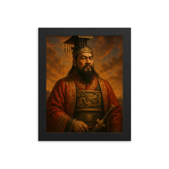 Emperor Qin Shi Huang Portrait framed print on a plain backdrop in size 8"x10".