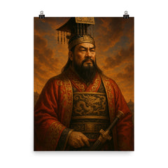 Emperor Qin Shi Huang Portrait poster on a plain backdrop in size 8"x10".