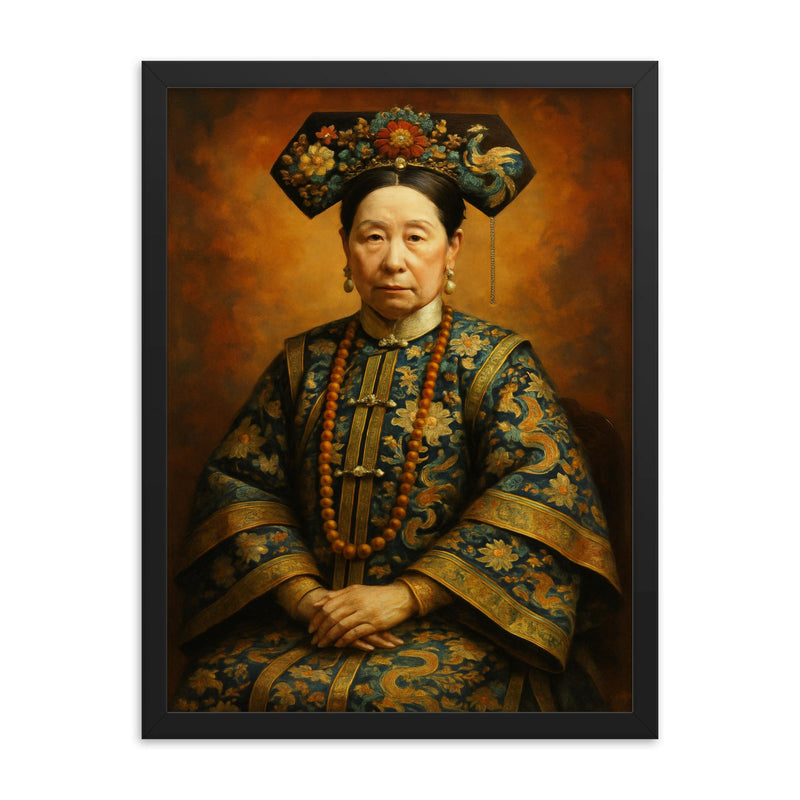 Empress Dowager Cixi framed print on a plain backdrop in size 18