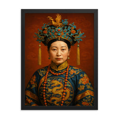 Empress Dowager Longyu framed print on a plain backdrop in size 18"x24".