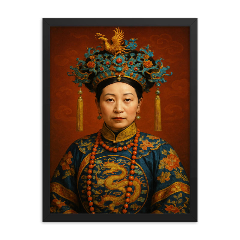 Empress Dowager Longyu framed print on a plain backdrop in size 18
