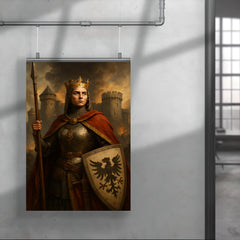 Empress Matilda armored claimant before besieged English castle poster 4