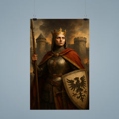 Empress Matilda armored claimant before besieged English castle poster 9