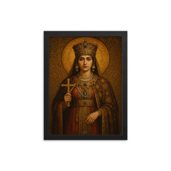 Empress Theodora in imperial Byzantine regalia framed print on a plain backdrop in size 12"x16".