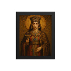 Empress Theodora in imperial Byzantine regalia framed print on a plain backdrop in size 8"x10".