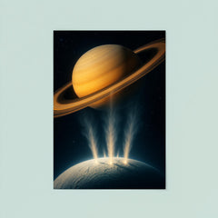 Enceladus geysers erupting into Saturn light poster 8