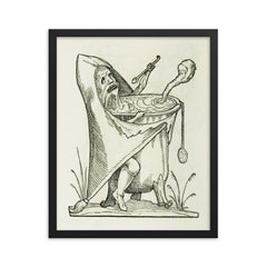 Engraving From The Drolatic Dreams of Pantagruel by Richard Breton framed print on a plain backdrop in size 16"x20".