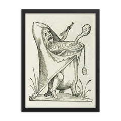 Engraving From The Drolatic Dreams of Pantagruel by Richard Breton framed print on a plain backdrop in size 18"x24".