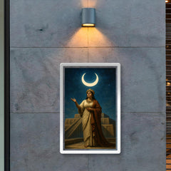 Enheduanna under moon god crescent on ziggurat terrace poster 2