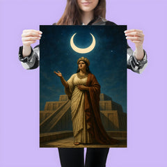 Enheduanna under moon god crescent on ziggurat terrace poster 3
