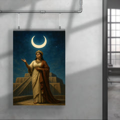 Enheduanna under moon god crescent on ziggurat terrace poster 4