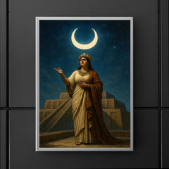 Enheduanna under moon god crescent on ziggurat terrace poster 5