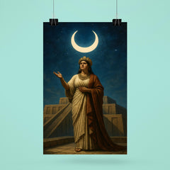 Enheduanna under moon god crescent on ziggurat terrace poster 6