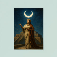 Enheduanna under moon god crescent on ziggurat terrace poster 8