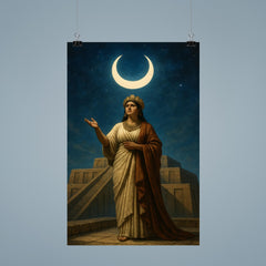Enheduanna under moon god crescent on ziggurat terrace poster 9