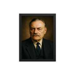 Enoch Powell portrait framed print on a plain backdrop in size 12"x16".