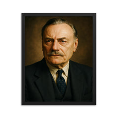 Enoch Powell portrait framed print on a plain backdrop in size 16"x20".