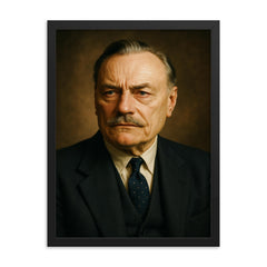 Enoch Powell portrait framed print on a plain backdrop in size 18"x24".
