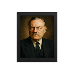 Enoch Powell portrait framed print on a plain backdrop in size 8"x10".