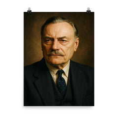 Enoch Powell portrait poster on a plain backdrop in size 8"x10".