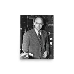 Enrico Fermi poster on a plain backdrop in size 12"x16".