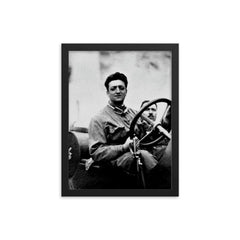 Enzo Ferrari framed print on a plain backdrop in size 12"x16".