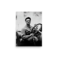 Enzo Ferrari poster on a plain backdrop in size 12"x16".