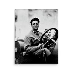 Enzo Ferrari poster on a plain backdrop in size 16"x20".