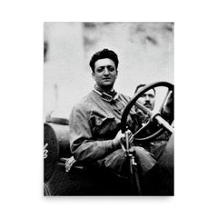 Enzo Ferrari poster on a plain backdrop in size 18"x24".