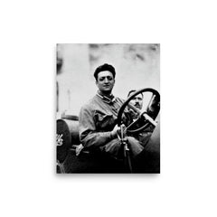 Enzo Ferrari poster on a plain backdrop in size 8"x10".