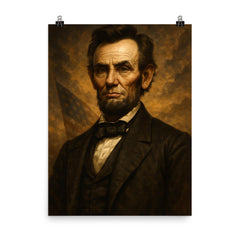 Epic Abraham Lincoln portrait poster on a plain backdrop in size 8"x10".
