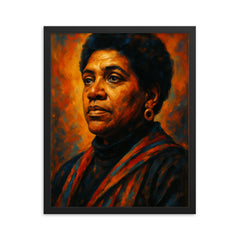 Epic Audre Lorde portrait framed print on a plain backdrop in size 16"x20".