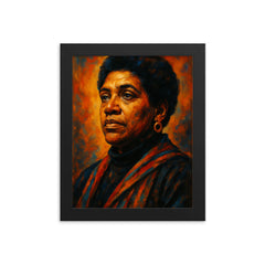 Epic Audre Lorde portrait framed print on a plain backdrop in size 8"x10".