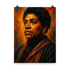 Epic Audre Lorde portrait poster on a plain backdrop in size 8"x10".