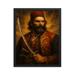 Epic Bajo Pivljanin portrait framed print on a plain backdrop in size 16"x20".