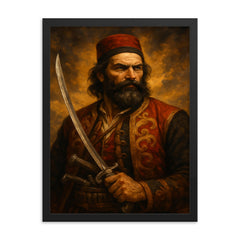 Epic Bajo Pivljanin portrait framed print on a plain backdrop in size 18"x24".